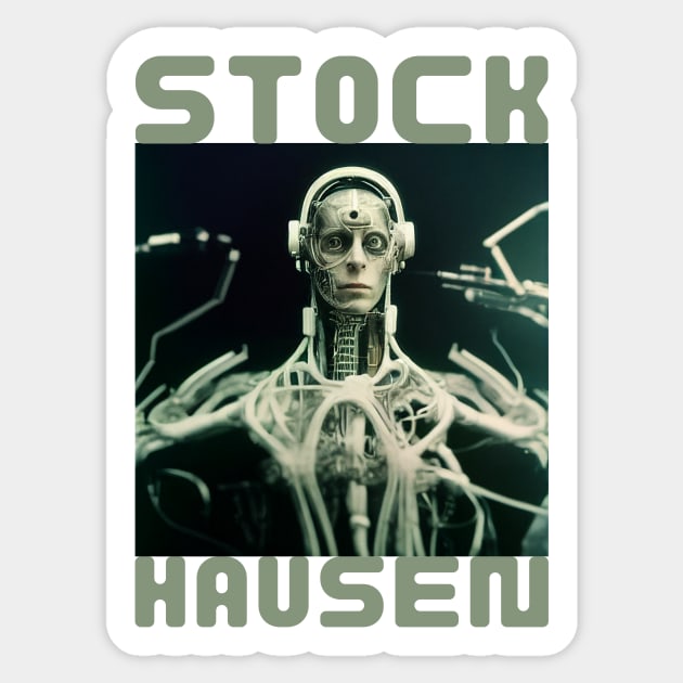 Karlheinz Stockhausen as a Cyborg Sticker by Cryptilian